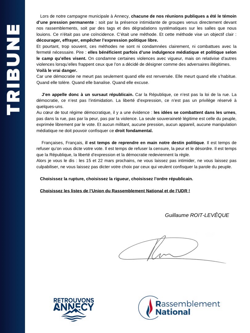 Retrouvons Annecy - Guillaume Roit Leveque - Municipale 2026
